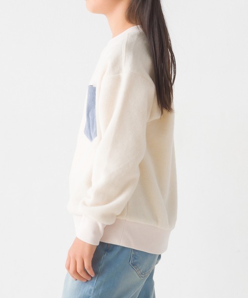 OMNES（オムネス）の「キッズふわふわフリースポケット付きプルオーバー（Tシャツ/カットソー・キッズ・アイボリー/チャコール/キャメル・120/110/130/140/100）」の5枚目の写真
