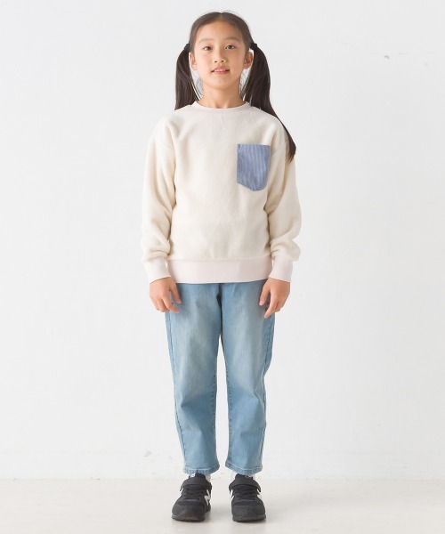 OMNES（オムネス）の「キッズふわふわフリースポケット付きプルオーバー（Tシャツ/カットソー・キッズ・アイボリー/チャコール/キャメル・120/110/130/140/100）」の7枚目の写真