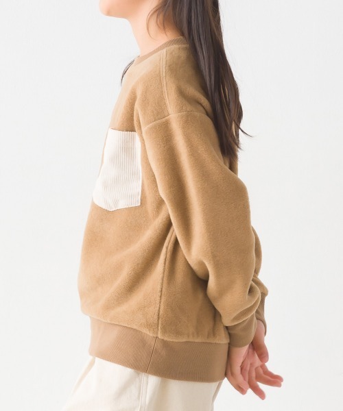 OMNES（オムネス）の「キッズふわふわフリースポケット付きプルオーバー（Tシャツ/カットソー・キッズ・アイボリー/チャコール/キャメル・120/110/130/140/100）」の15枚目の写真