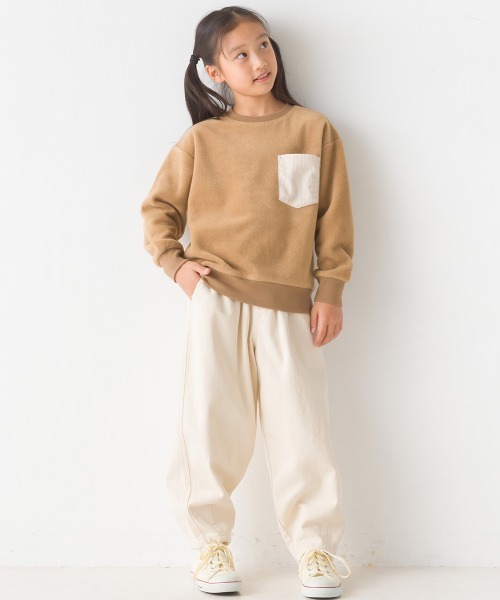 OMNES（オムネス）の「キッズふわふわフリースポケット付きプルオーバー（Tシャツ/カットソー・キッズ・アイボリー/チャコール/キャメル・120/110/130/140/100）」の17枚目の写真
