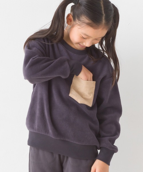OMNES（オムネス）の「キッズふわふわフリースポケット付きプルオーバー（Tシャツ/カットソー・キッズ・アイボリー/チャコール/キャメル・120/110/130/140/100）」の13枚目の写真