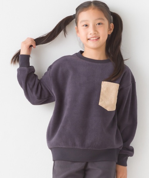 OMNES（オムネス）の「キッズふわふわフリースポケット付きプルオーバー（Tシャツ/カットソー・キッズ・アイボリー/チャコール/キャメル・120/110/130/140/100）」の9枚目の写真