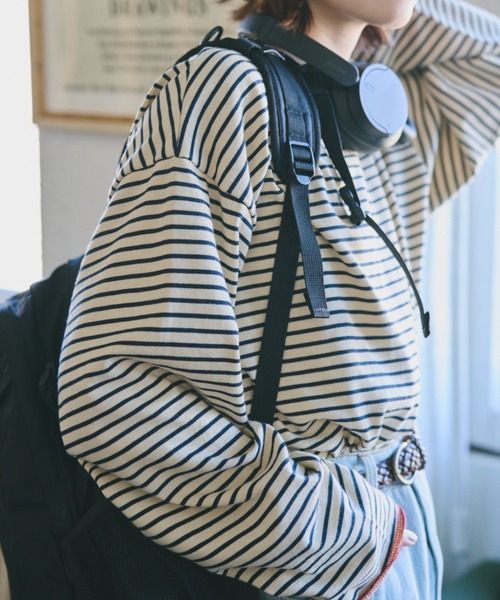 unclip（アンクリップ）の「配色ステッチボーダーロンT（Tシャツ/カットソー・レディース・ネイビー/チャコールグレー・LARGE/MEDIUM）」の14枚目の写真