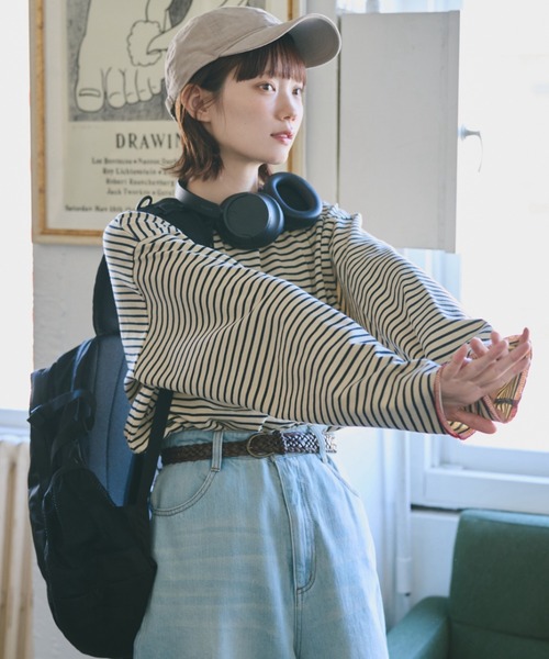 unclip（アンクリップ）の「配色ステッチボーダーロンT（Tシャツ/カットソー・レディース・ネイビー/チャコールグレー・LARGE/MEDIUM）」の15枚目の写真