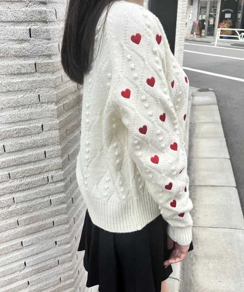 セール】刺繍ハートカーディガン（カーディガン/ボレロ）｜MORE self