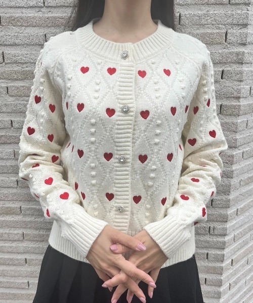 セール】刺繍ハートカーディガン（カーディガン/ボレロ）｜MORE self
