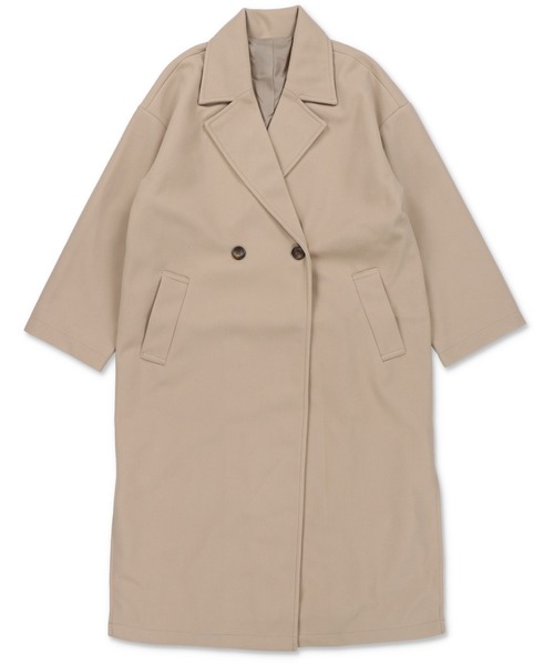 SPINNS（スピンズ）の「バックスリット ロング丈チェスターコート（チェスターコート・レディース・ブルー/ブラック/アイボリー/グレイッシュベージュ・ONESIZE）」の4枚目の写真