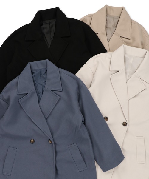 SPINNS（スピンズ）の「バックスリット ロング丈チェスターコート（チェスターコート・レディース・ブルー/ブラック/アイボリー/グレイッシュベージュ・ONESIZE）」の5枚目の写真