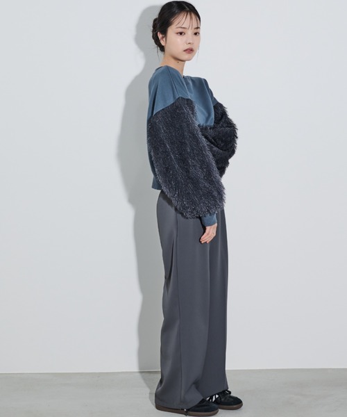 paravion(パラビオン)の「袖フリンジ切替スウェット(スウェット・レディース・ブルー/アイボリー・FREE)」の6枚目の写真