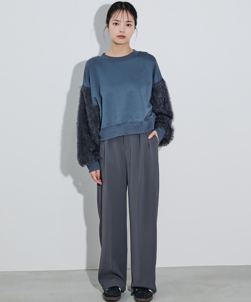 paravion(パラビオン)の「袖フリンジ切替スウェット(スウェット・レディース・ブルー/アイボリー・FREE)」の8枚目の写真