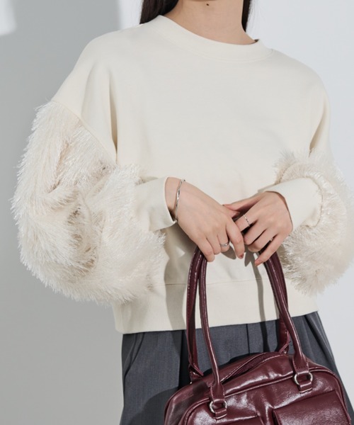 paravion(パラビオン)の「袖フリンジ切替スウェット(スウェット・レディース・ブルー/アイボリー・FREE)」の10枚目の写真