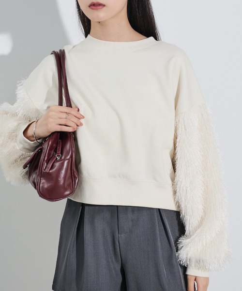 paravion(パラビオン)の「袖フリンジ切替スウェット(スウェット・レディース・ブルー/アイボリー・FREE)」の11枚目の写真