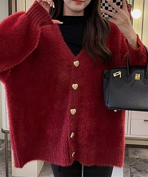 gossip!ロサンゼルス(ゴシップロサンゼルス)の「YUGA フェイクミンクベルベット カーディガン(カーディガン/ボレロ・レディース・ホワイト/グレー/レッド/ブラック・FREE)」の6枚目の写真