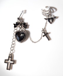 夢展望（ユメテンボウ）の「イヤーカフ付ハート十字架ピアス（ピアス（両耳用））」