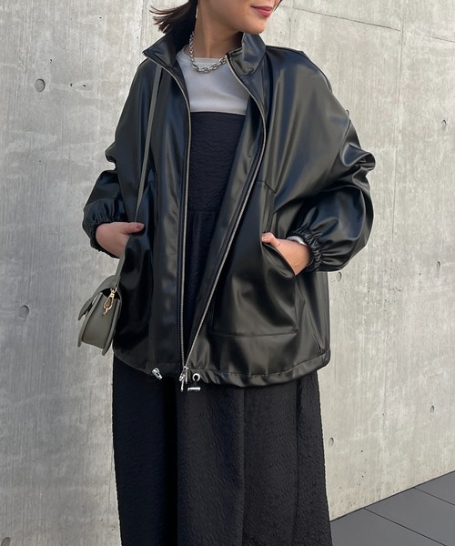 un dix cors（アンディコール）の「エコレザーブルゾン（ブルゾン・レディース・ブラック/アイボリー・FREE）」の22枚目の写真