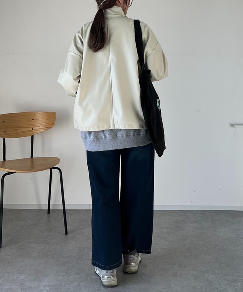 un dix cors（アンディコール）の「エコレザーブルゾン（ブルゾン・レディース・ブラック/アイボリー・FREE）」の10枚目の写真