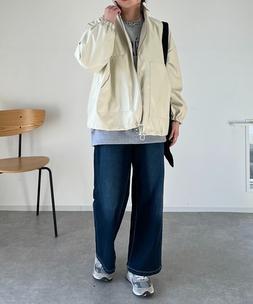 un dix cors（アンディコール）の「エコレザーブルゾン（ブルゾン・レディース・ブラック/アイボリー・FREE）」の11枚目の写真