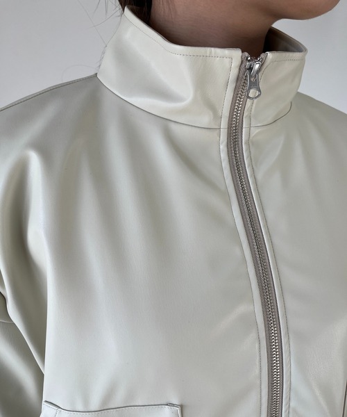 un dix cors（アンディコール）の「エコレザーブルゾン（ブルゾン・レディース・ブラック/アイボリー・FREE）」の13枚目の写真