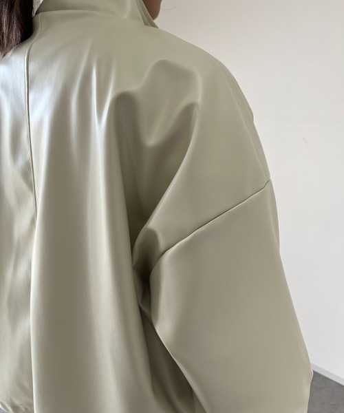 un dix cors（アンディコール）の「エコレザーブルゾン（ブルゾン・レディース・ブラック/アイボリー・FREE）」の16枚目の写真