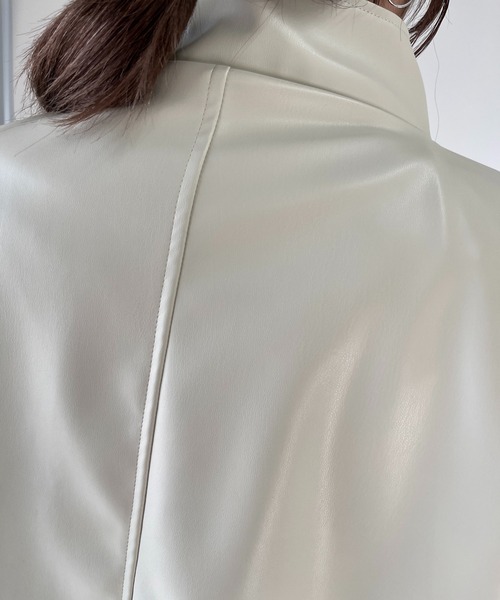 un dix cors（アンディコール）の「エコレザーブルゾン（ブルゾン・レディース・ブラック/アイボリー・FREE）」の14枚目の写真