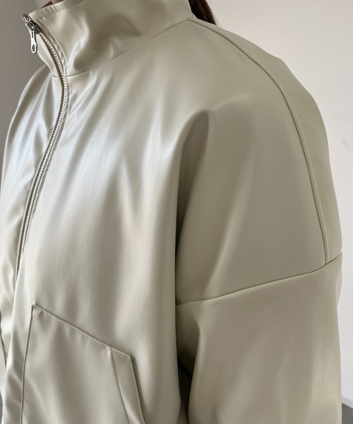 un dix cors（アンディコール）の「エコレザーブルゾン（ブルゾン・レディース・ブラック/アイボリー・FREE）」の15枚目の写真