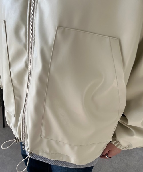 un dix cors（アンディコール）の「エコレザーブルゾン（ブルゾン・レディース・ブラック/アイボリー・FREE）」の17枚目の写真
