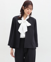 ストレッチウォッシャブルＡラインノーカラージャケット