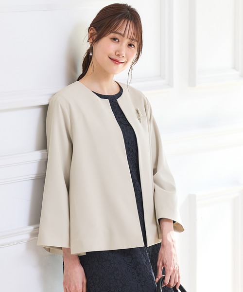 Honeys（ハニーズ）の「ストレッチウォッシャブルAラインノーカラー