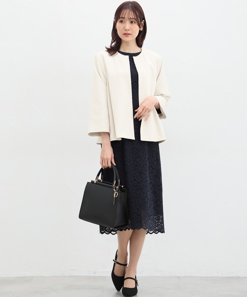 Honeys（ハニーズ）の「ストレッチウォッシャブルAラインノーカラー