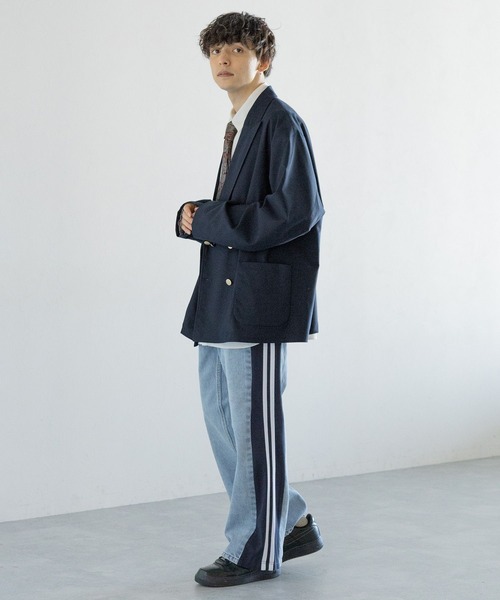 REmastered（リマスタード）の「【REmastered】ドッキングサイドラインジャージ/ルーズフィットストレートデニムパンツ（デニムパンツ・メンズ・グレー/ブルー・MEDIUM/LARGE）」の7枚目の写真