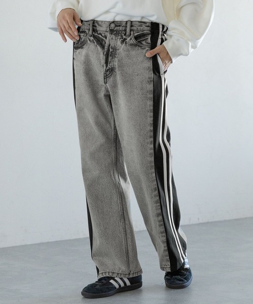 REmastered（リマスタード）の「【REmastered】ドッキングサイドラインジャージ/ルーズフィットストレートデニムパンツ（デニムパンツ・メンズ・グレー/ブルー・MEDIUM/LARGE）」の19枚目の写真