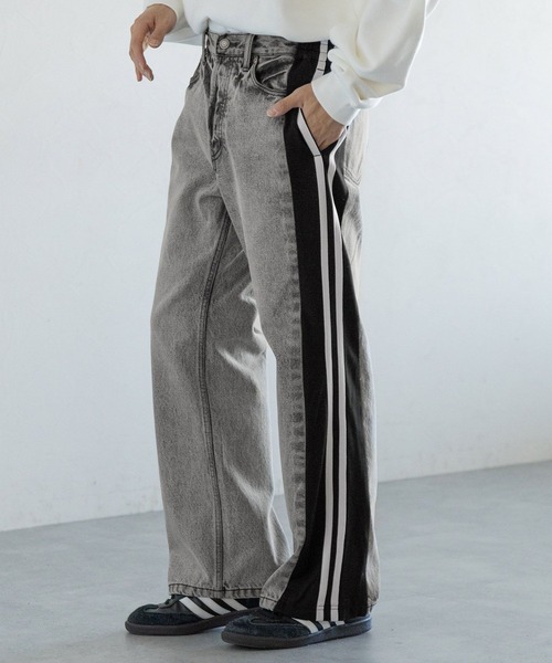 REmastered（リマスタード）の「【REmastered】ドッキングサイドラインジャージ/ルーズフィットストレートデニムパンツ（デニムパンツ・メンズ・グレー/ブルー・MEDIUM/LARGE）」の21枚目の写真