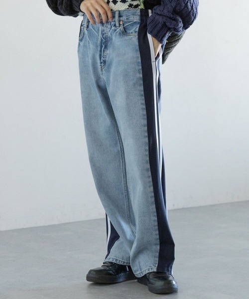 REmastered（リマスタード）の「【REmastered】ドッキングサイドラインジャージ/ルーズフィットストレートデニムパンツ（デニムパンツ・メンズ・グレー/ブルー・MEDIUM/LARGE）」の4枚目の写真