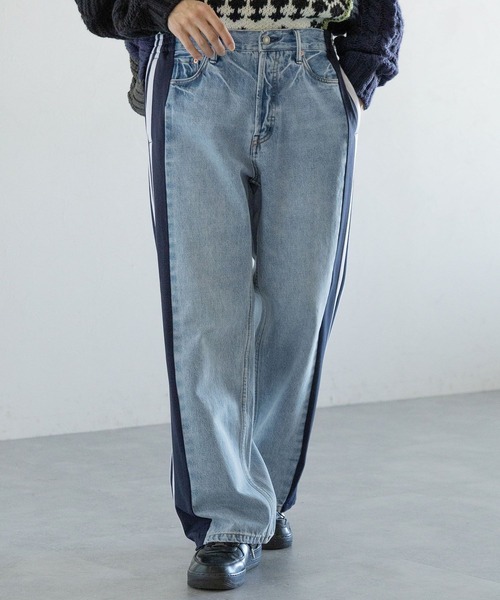REmastered（リマスタード）の「【REmastered】ドッキングサイドラインジャージ/ルーズフィットストレートデニムパンツ（デニムパンツ・メンズ・グレー/ブルー・MEDIUM/LARGE）」の5枚目の写真