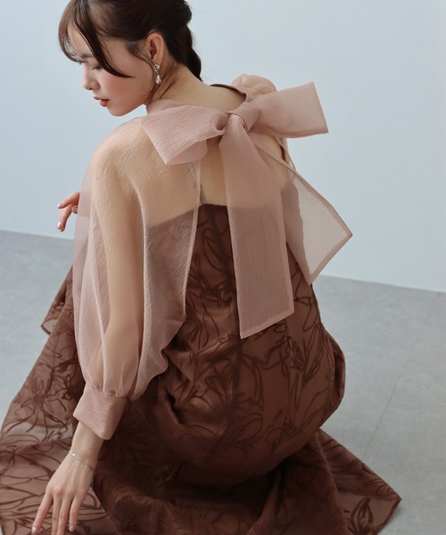 BLUEEAST（ブルーイースト）の「ボウタイリボンボレロ×キャミワンピースドレス（ドレス・レディース・ブラウン/ブルー/ブラック・MEDIUM）」の2枚目の写真