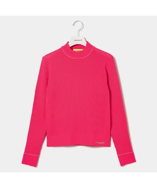 VIVA HEART(ビバハート)の「【VIVA HEART/GOLF】アイレットワッフル編みニット(ニット/セーター・レディース・ブラック/ピンク/オフホワイト/サックスブルー・40/42/38)」の4枚目の写真