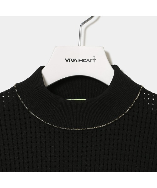 VIVA HEART(ビバハート)の「【VIVA HEART/GOLF】アイレットワッフル編みニット(ニット/セーター・レディース・ブラック/ピンク/オフホワイト/サックスブルー・40/42/38)」の9枚目の写真
