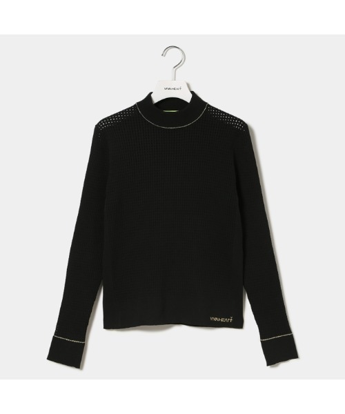 VIVA HEART(ビバハート)の「【VIVA HEART/GOLF】アイレットワッフル編みニット(ニット/セーター・レディース・ブラック/ピンク/オフホワイト/サックスブルー・40/42/38)」の7枚目の写真