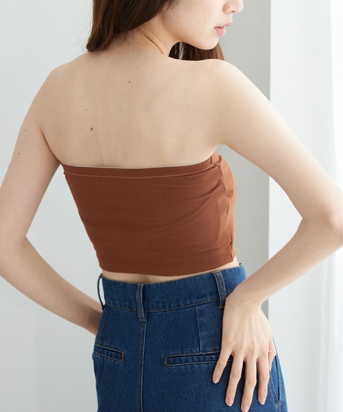 YU'NOW（ユナウ）の「カジュアルリブチューブブラ（チューブトップ・レディース・ブラウン/ブラック・M/L）」の12枚目の写真