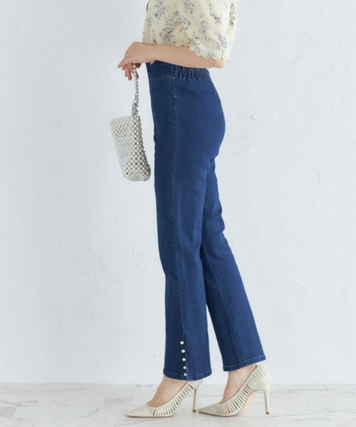 tocco closet（トッコ　クローゼット）の「裾パール付きウエストスカラップカットパンツ（その他パンツ・レディース・ブルー/ブラック・M）」の10枚目の写真