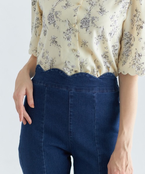 tocco closet（トッコ　クローゼット）の「裾パール付きウエストスカラップカットパンツ（その他パンツ・レディース・ブルー/ブラック・M）」の12枚目の写真