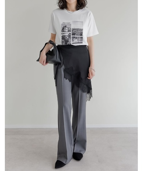 Re:EDIT（リエディ）の「[リニューアル][UVカット][接触冷感][紫外線対策]PARISシティスケープTシャツ（Tシャツ/カットソー・レディース・ホワイト/ブラック/チャコールグレー/ベージュ・MEDIUM/LARGE）」の10枚目の写真