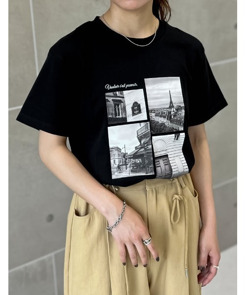 tシャツ 2WAYリーフフォトプリントレイヤードTシャツ レディース 楽天市場】【10％OFF】【モノトーン再再再入荷！】フォト