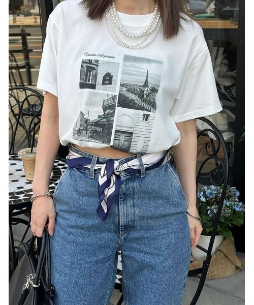 [UVカット][接触冷感][紫外線対策]シーンナリーフォトプリントTシャツ