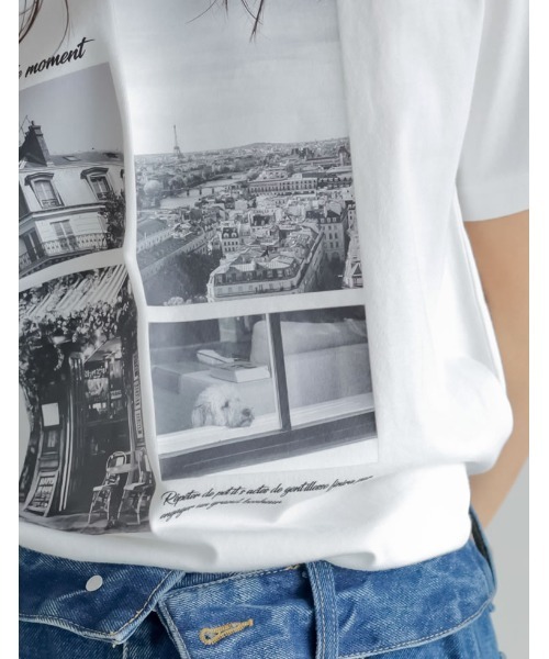 Re:EDIT（リエディ）の「[リニューアル][UVカット][接触冷感][紫外線対策]PARISシティスケープTシャツ（Tシャツ/カットソー・レディース・ホワイト/ブラック/チャコールグレー/ベージュ・MEDIUM/LARGE）」の8枚目の写真