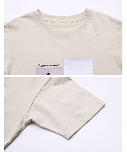 Re:EDIT（リエディ）の「[リニューアル][UVカット][接触冷感][紫外線対策]PARISシティスケープTシャツ（Tシャツ/カットソー・レディース・ホワイト/ブラック/チャコールグレー/ベージュ・MEDIUM/LARGE）」の18枚目の写真