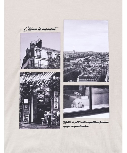 Re:EDIT（リエディ）の「[リニューアル][UVカット][接触冷感][紫外線対策]PARISシティスケープTシャツ（Tシャツ/カットソー・レディース・ホワイト/ブラック/チャコールグレー/ベージュ・MEDIUM/LARGE）」の20枚目の写真