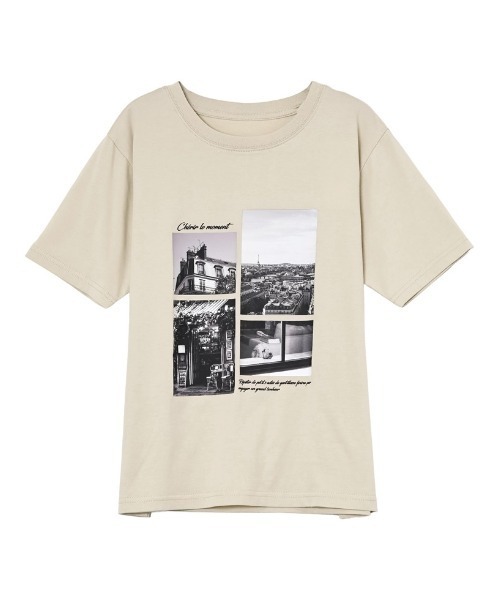 Re:EDIT（リエディ）の「[リニューアル][UVカット][接触冷感][紫外線対策]PARISシティスケープTシャツ（Tシャツ/カットソー・レディース・ホワイト/ブラック/チャコールグレー/ベージュ・MEDIUM/LARGE）」の22枚目の写真