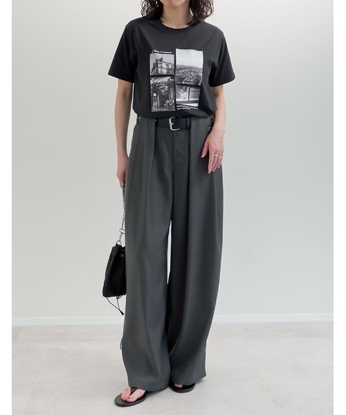 Re:EDIT（リエディ）の「[リニューアル][UVカット][接触冷感][紫外線対策]PARISシティスケープTシャツ（Tシャツ/カットソー・レディース・ホワイト/ブラック/チャコールグレー/ベージュ・MEDIUM/LARGE）」の15枚目の写真