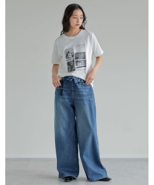 Re:EDIT（リエディ）の「[リニューアル][UVカット][接触冷感][紫外線対策]PARISシティスケープTシャツ（Tシャツ/カットソー・レディース・ホワイト/ブラック/チャコールグレー/ベージュ・MEDIUM/LARGE）」の5枚目の写真